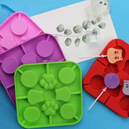 8-Piece round Panda Claw Silicone Lollipop Mold with 20 Sticks Xg289