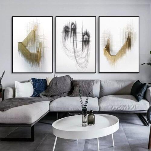 Abstract Gold black Line house arch door Wall Art Canvas Painting Nordic Posters And Prints Wall Pictures For Living Room Decor