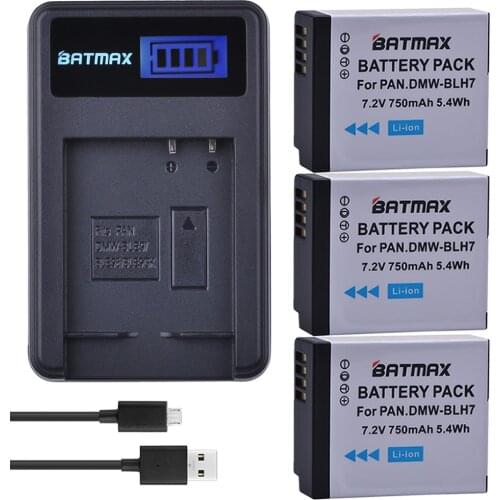 Batmax DMW-BLH7 DMW-BLH7PP DMW-BLH7E Battery+LCD USB Charger for Panasonic Lumix DMC-GM1 GM1 DMC-GM5 GM5 DMC-GF7 GF7 DMC-GF8
