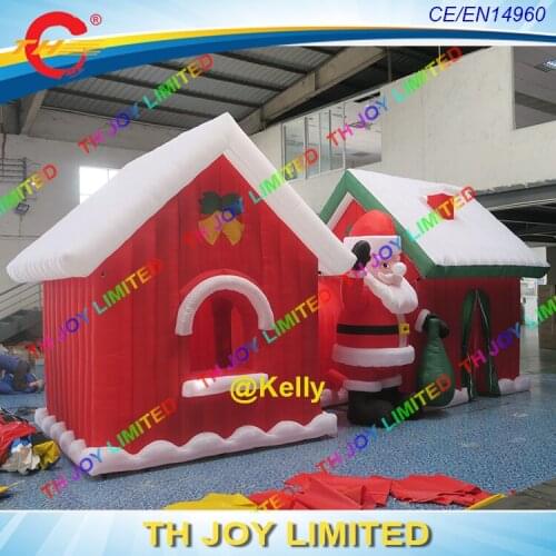 Free door shipping Christmas decorating Inflatable Santas Grotto, inflatable santa claus house, inflatable santa grotto santa