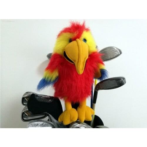 Red Vocal Parrot Golf Wood Head Cover Mouth With Sound Lovely Plush Animal Fairway Wood Golf Cover Free Shipping