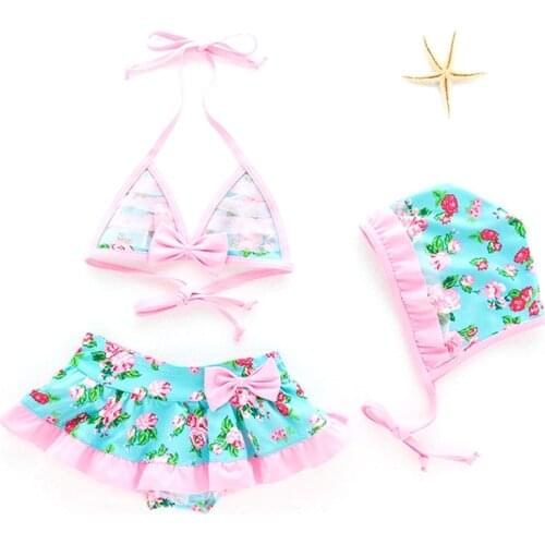 Children Baby Girl Bikini Set Fashion Swimming Cute Children Bikini Swimsuit Set Green Kids Girls Swimwear For Girls 1-6 Years