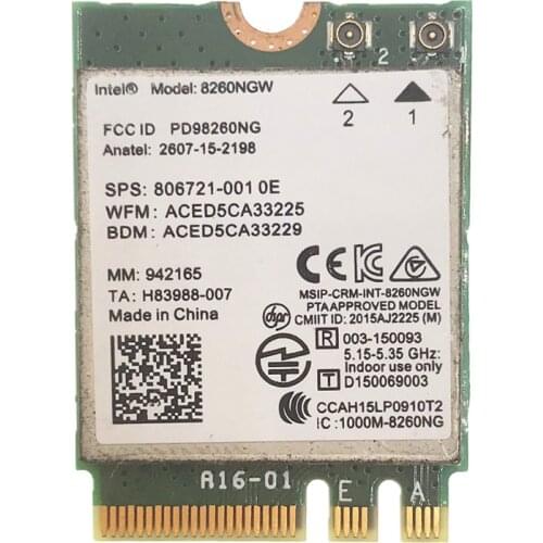 8260NGW For Intel Wireless-AC 8260 WIFI 802.11ac 2.4G 5G 867Mbps Bluetooth 4.2 support vPro/WIDI 8260AC wlan network Card