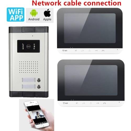 7"WIFI Building Intercom System APP Control Video Record Apartment Video Doorphone 2 Units Door Intercom