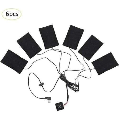 6-in-1 USB Electric Clothes Heating Pad Carbon Fiber Heated Clothes Pad With Adjustable Third Gear Mat Sheet Heater For Warm
