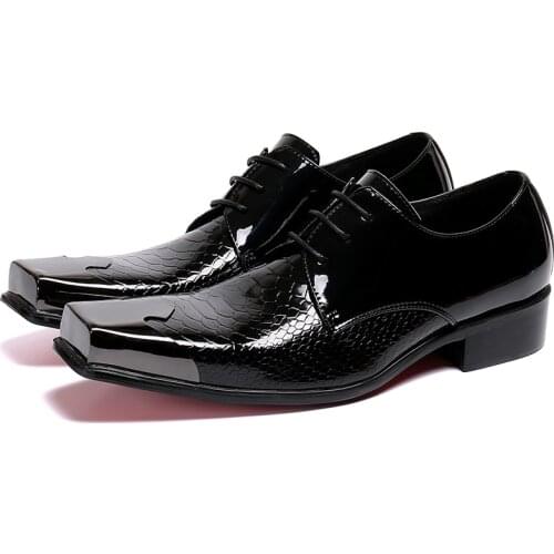 Italian mens shoes brands steel square toe shoes mens formal shoes genuine leather loafers zapatos hombre vestir office shoes