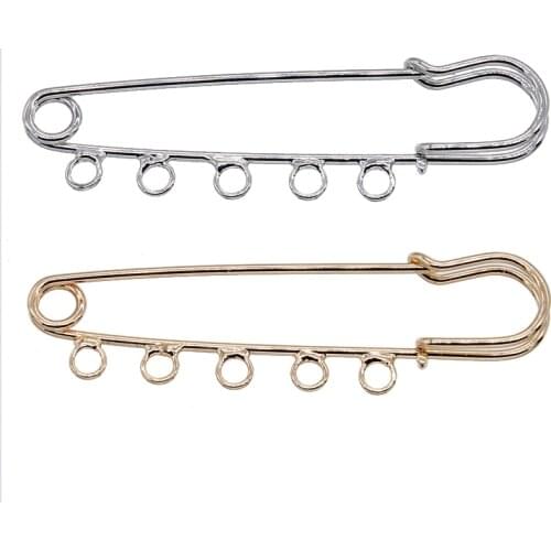 3PCS 5 hole brooch found 71*19mm DIY headband needle jewelry making baby name brooch Fit Charms Chains wholesale