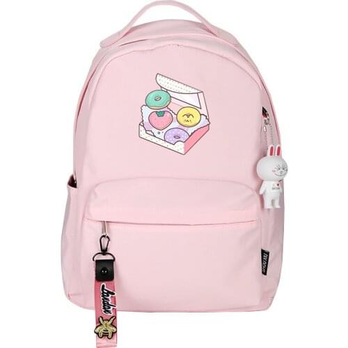 Korean Sweet Doughnut Women Small Backpack Panda Rice Roll Bookbag Waterproof Travel Bagpack Kawaii School Bags Pink Rucksack