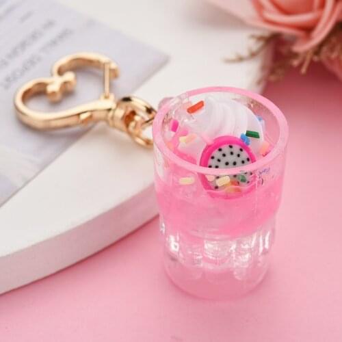Korean Simulation ice cream Key Chain Cartoon Fruit Decoration Pendant Keyring Jewelry for Women Men Car Bag Pendant Keyfob