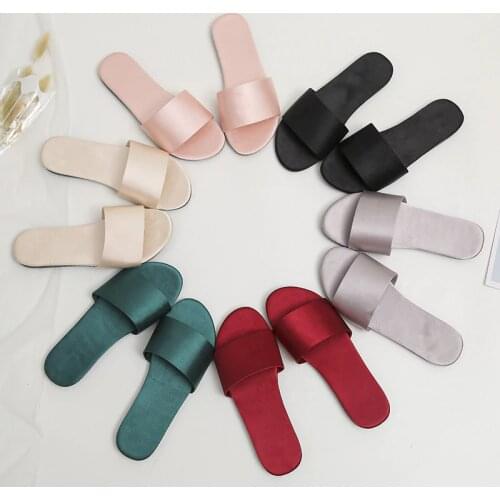 Summer Women Slippers High Quality Fashion Satin Home Outdoor Flip Flops Woman Shoes Ladys Slipper