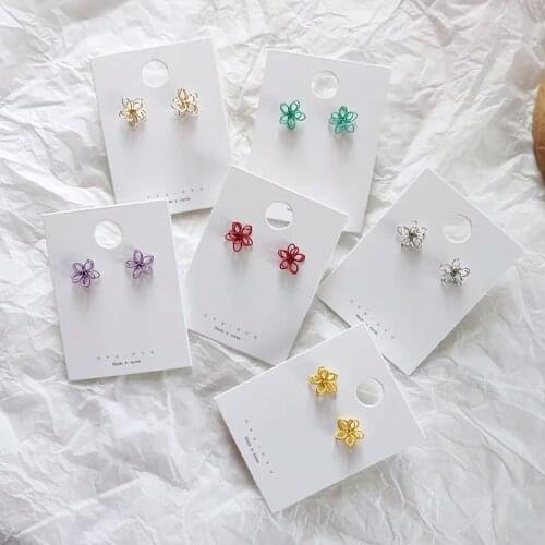 Cute Glaze Painted Stud Earrings For Women Korean Style Blooming Flower Earrings Fashion Woman Jewelry Women Summer Accessories