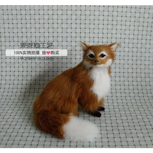 Simulation cute fox 15x15x16cm model polyethylene&furs brown squatting fox model home decoration props ,model gift d742