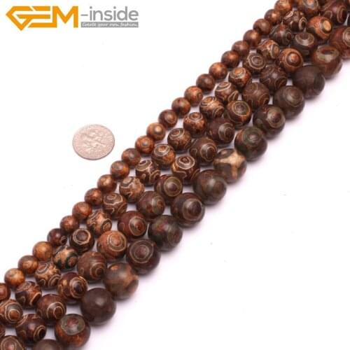 Fashion Coffee Vintage Dzi Tibet Agates For Jewelry Making Beads 15inch DIY Trinket Bracelet Necklace