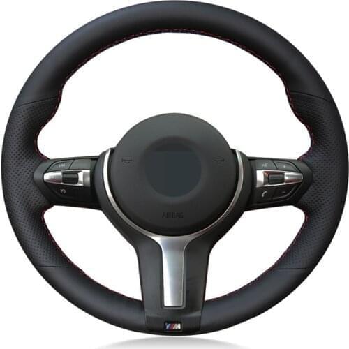 Car Steering Wheel Cover DIY Black Genuine Leather For BMW M Sport F30 F31 F34 F10 F11 F07 X3 F25 F32 F33 F36 X1 F48 X2 F39