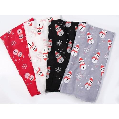 2019 New Fashion Santa Claus Print Scarves Shawl Wrap Snowman Christmas Scarf Hijab Muffler 4 Color Wholesale Free Shipping