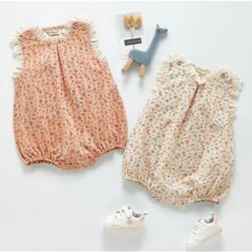 Newborn Summer Kids Infant Baby Girl Clothes Jumpsuits 0-3Yrs New 2021 Baby Girl Sleeveless Lace Printing Rompers
