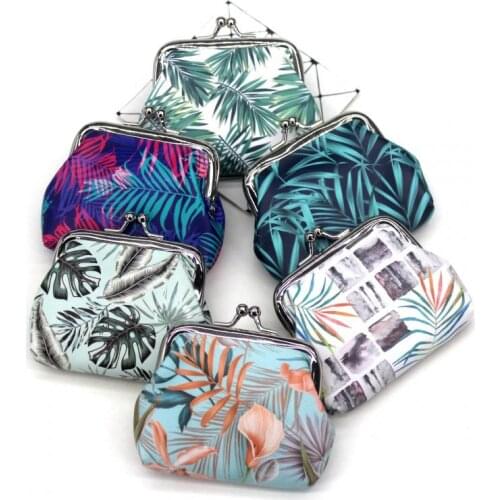 New Women Leaves Printing coin Purses girl hasp Zero Wallet Ladies Clutch change purse Female mini money Bag PU Leather Carteira