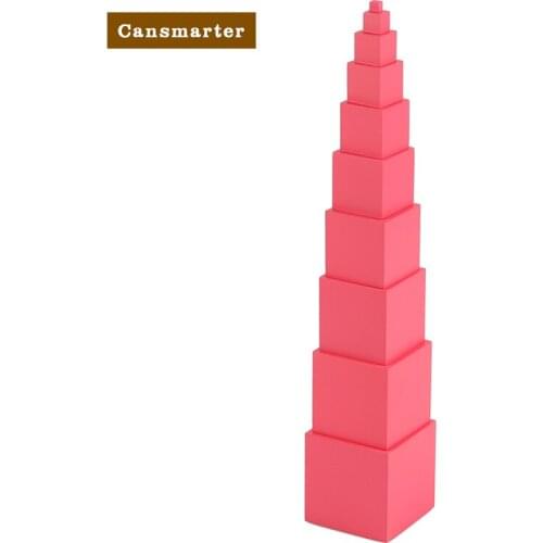 Pink Towers Beechwood Sensory Games Block Toys Home Training Math Toys Pink Blocks Cubes for Children 3-6 Years Toy