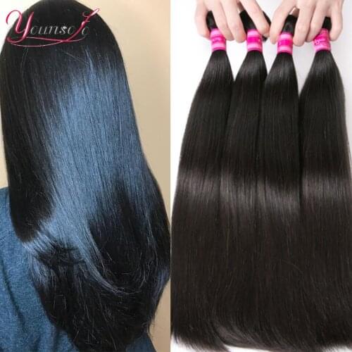 Younsolo Indian Straight Hair Bundles Natural Color 100% Human Hair Weave Bundles 8-30inch Remy Hair Extension 4 Pcs/Lot Cheap