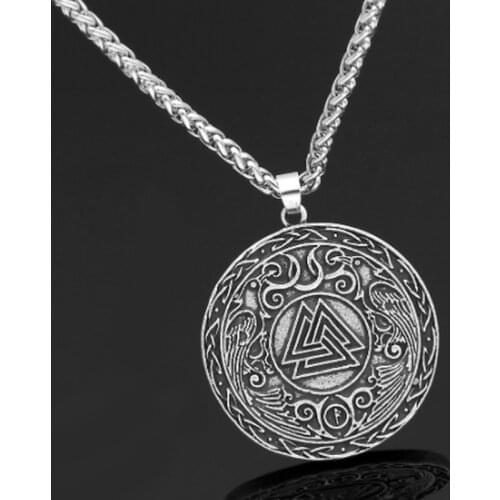 Nordic Viking Celtic Raven Knot Amulet Pendant Necklace Vintage Rune Talisman Necklaces for Men