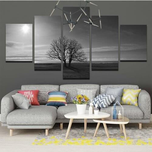 Modern Scenery Painting Mountains and Trees Under The Sun Waterproof Ink Poster Nordic Home Decor Living Room Frameless Style