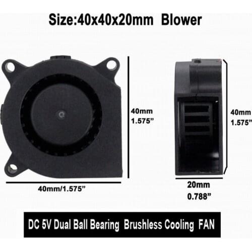 100pcs Gdstime 4cm 40*20mm 0.2A Dual Ball Bearing 3D Printer 40mm DC Cooling Blower Fan 5V