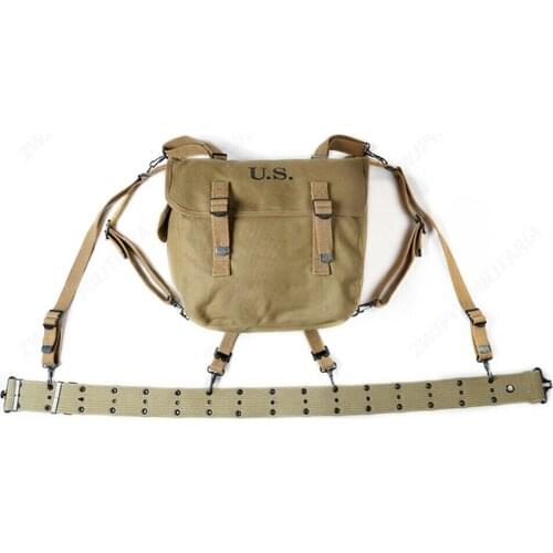 WWII WW2 US ARMY SOLDIER M36 BACKPACK AND US BELT X-STRAPS EQUIPMENT COMBINATION armyshop2008