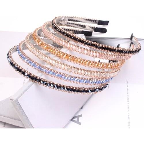 Ms. Child high-end hair three rows of crystal hair hoop manual line beaded collar hair bundle of broken hair hairpin