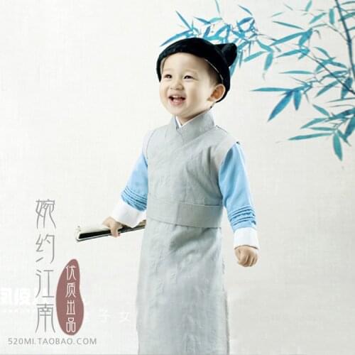Yong Zhu A Song of the Bamboo Ancient Chinese Hanfu Childe Costume for Little Boy photography or Childrens Day stage clothing