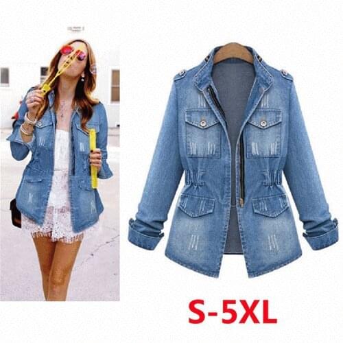 Bigsweety High Quality Denim Jackets Women 2021 Autumn Fashion Long Sleeve Jeans Coat Casual Denim Outwear Tops Plus Size 5XL