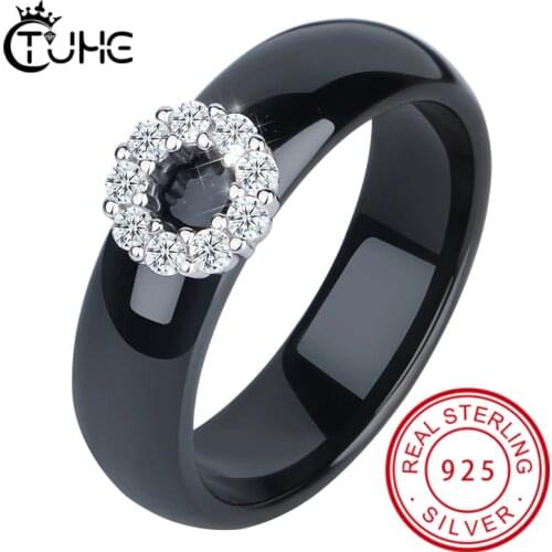 Women Rings Accessories Micro-inlaid Colorful Zircon Ring Silver Healthy Ceramic Rings Jewelry for Women Party Jewelry