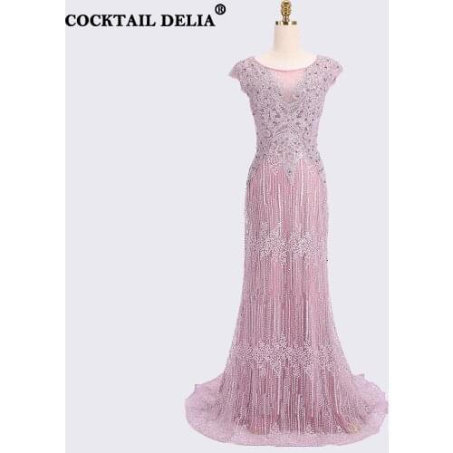 Purple Pink Black Sleeveless Mermaid Sexy New Evening Dresses 2021 O-Neck Flowers Crystal Fashion Formal Evening Gowns