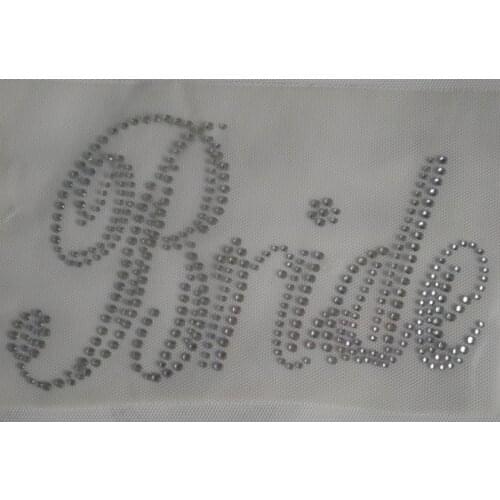 2pc/lot White clear bride dress hotfix rhinestones transfer design hot fix rhinestone motif iron on crystal transfers design