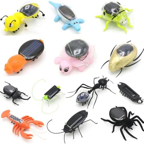 5pcs Fashion Children Toys Plastic Solar Power Ant Cockroach Spider Tortoise Crab Butterfly Insect Teaching Baby Kid Toy Gift