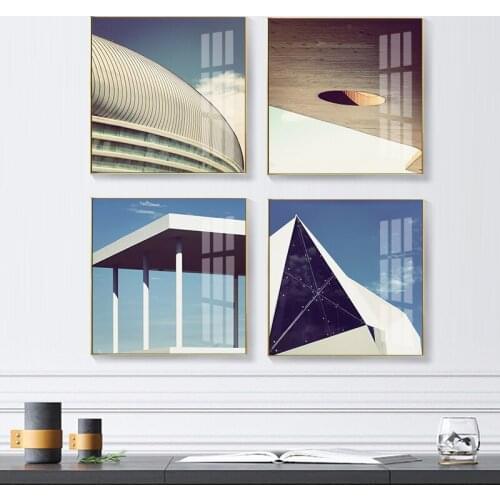 Abstract Geometric Building Canvas Painting Art Posters and Prints For Living Room Wall Picture Porch Corridor Hotel Home Decor