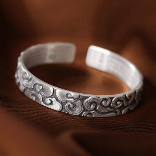 ★heart sutra 999 fine silver bracelet for men and women open personality hand ring do old bracelet adorn article
