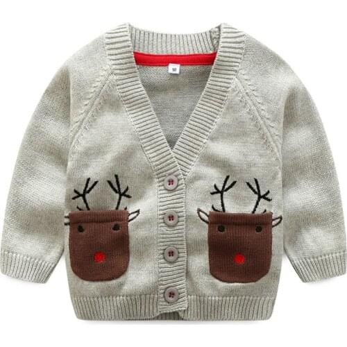 New Spring Christmas Beer Sweater for Boy V-Neck Full Sleeve kids Cardigan Baby Boy Clothes For 18M-5Y