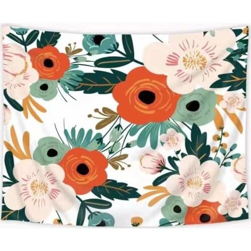 Colorful Floral Tapestry Wall Hanging for Living Room Flower Bedroom Decor Tropical Plant Leaves Print Wall Tapestry Picnic Mat