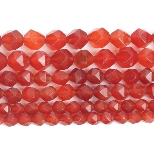 Big Faceted Red Agates Natural Stone Beads Round Loose Beads For Jewelry Making DIY Bracelets Earrings Accessories 6/8/10MM