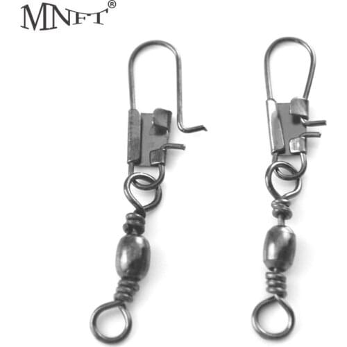 MNFT 200Pcs Fishing Line Hook Clip Connector Brass Barrel Swivel Pin Fishing Connector Link Solid Rings With Interlock Snap Tool