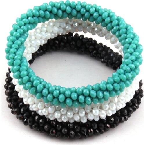 Fashion Jewelry Bracelet Beautiful 2mm Glass Crystal Elastic Bracelets 6pc different color/lot