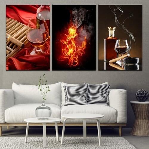 Modular Pictures 3 panel Sparkling wine Champagne Whisky Beer Bar Liqueur Posters Wall Art Canvas Paintings Bar restaurant Decor