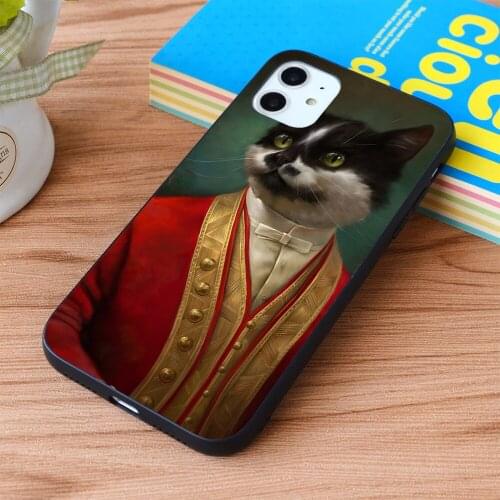 For iPhone The Hermitage Court Waiter Cat Soft TPU border Apple iPhone Case
