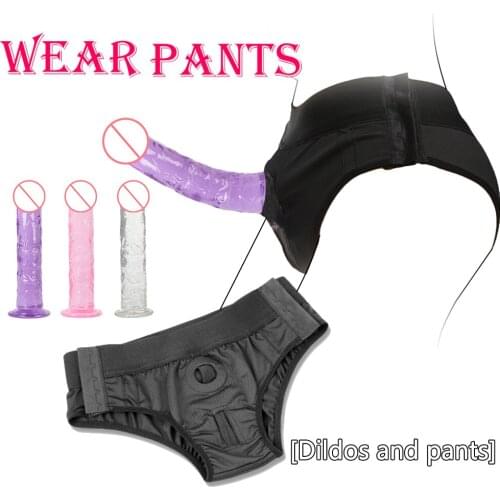 Wearable Realistic Crystal Dildos With Suction Cup Strap On Pants Dildo Artificial Penis For Lesbian Vaginal Massager Sex toys