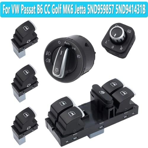 New Chrome Side Mirror Headlamp Headlight Window Switch Button For VW Passat B6 CC Golf MK6 Jetta 5ND959857 5ND941431B