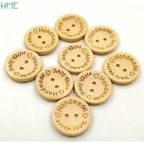 Newest 50pcs/bag 15/20/25mm 2 Holes Plum Round Shape Letter Natural Color Decorative Buttons Sewing Wooden Scrapbooking Buttons