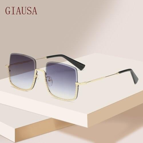 GIAUSA New personalized metal half frame ocean piece sunglasses Fashion mens and womens Sunglasses Street glasses luxury