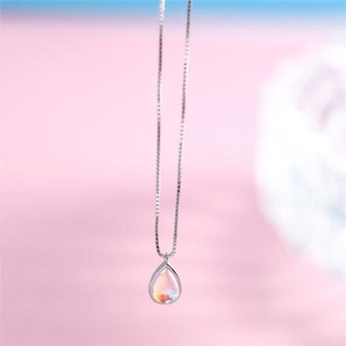 Fashion 925 Sterling Silver New Natural Moonstone Chokers Necklaces For Women Jewelry Party Gifts Crystal Necklace