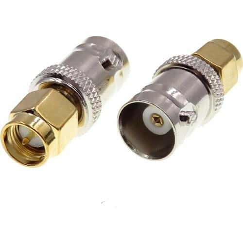 2Pcs Pure Copper RF Coaxial Cable Connector Adaptors BMC Famale Turn to SMA Male Adaptor BNC-K / SMA-J