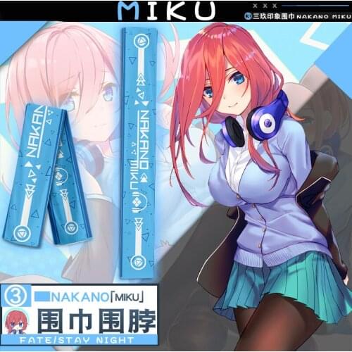 Anime The Quintessential Quintuplets Nakano Miku Warm Scarf Neckerchief Cosplay Autumn Winter Unisex Student Scarves Xmas Gifts